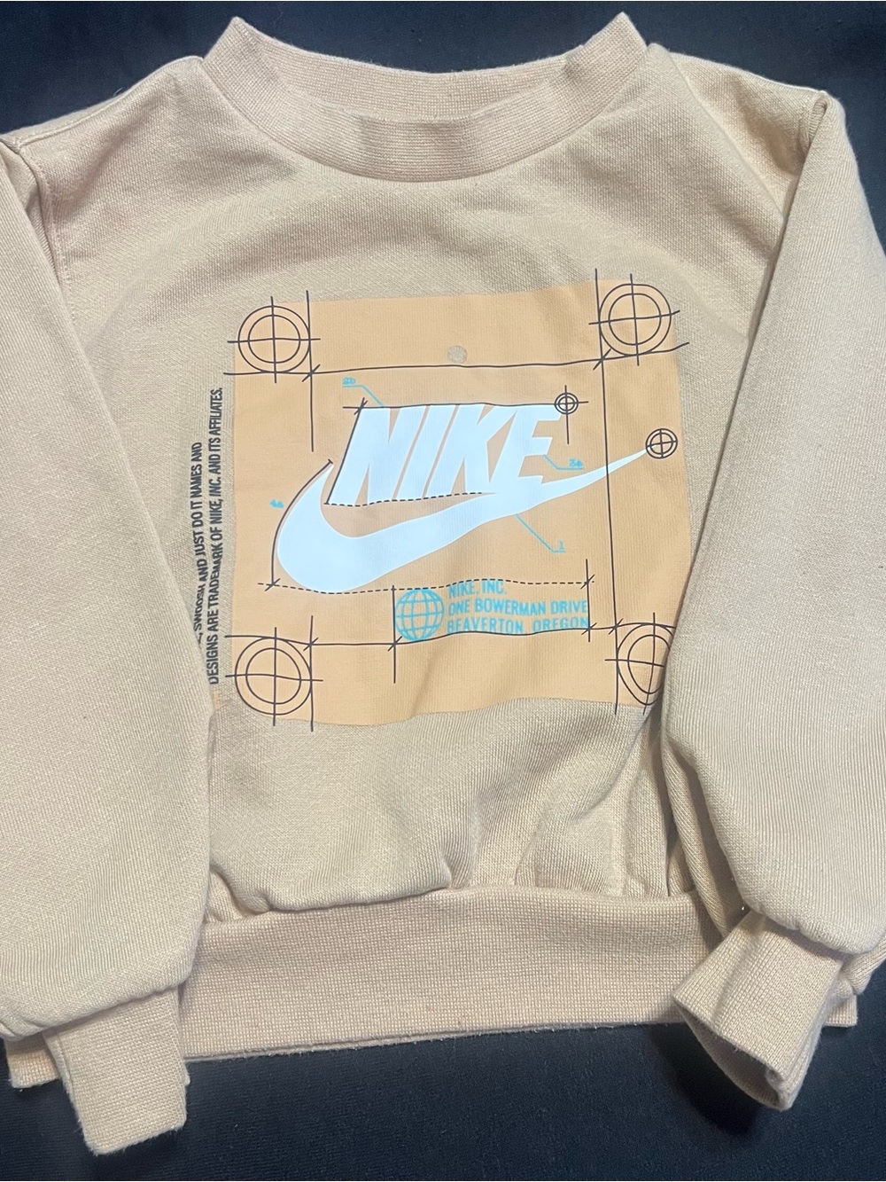 Nike Beige Graphic boys Sweatshirt 2t with White Logo